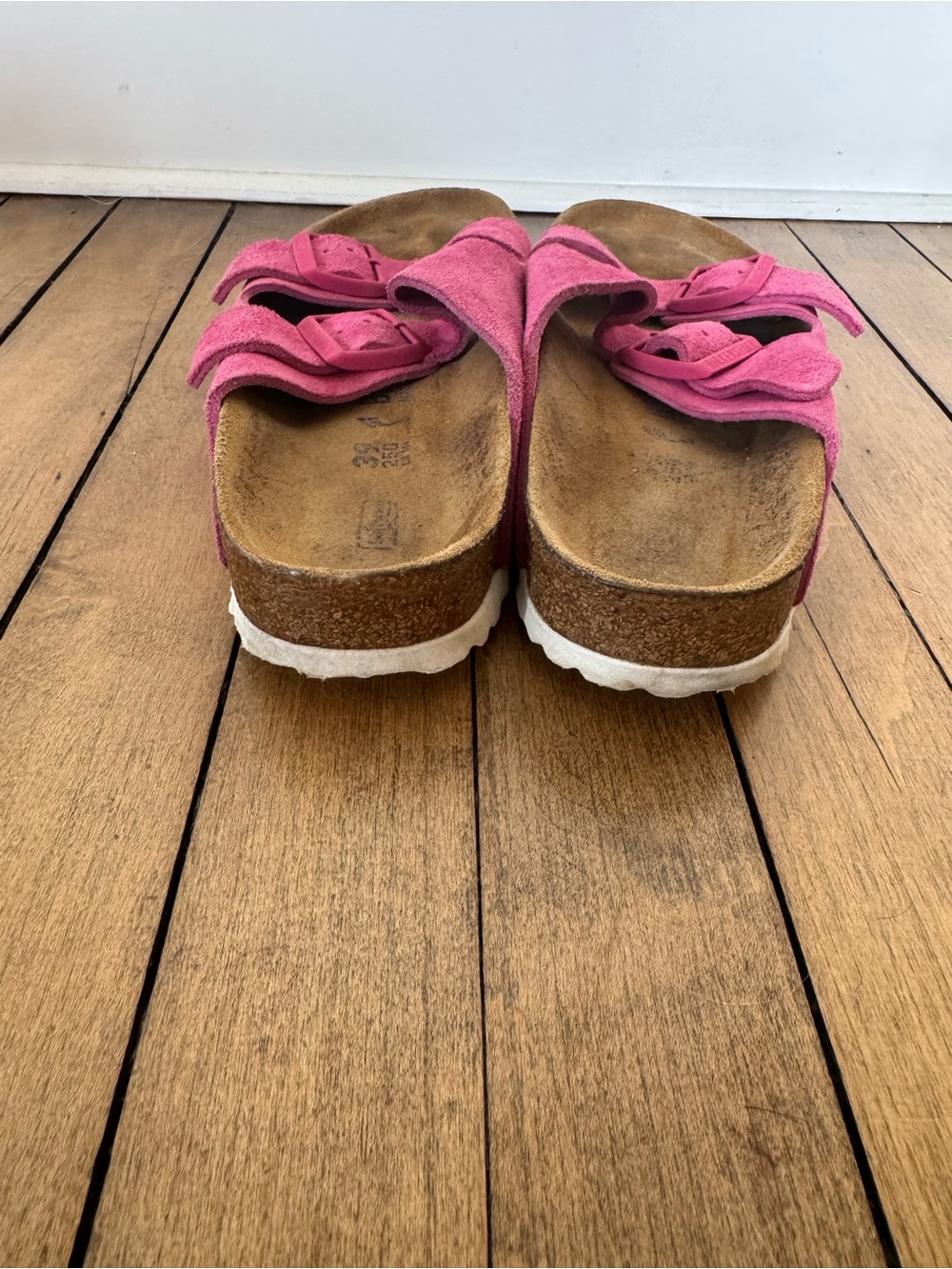 Birkenstock Arizona Pink Fuchsia Tulip Suede Soft Foot Bed Sandals 39 / 8.5 - Picture 6 of 11